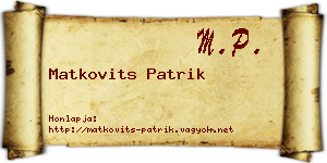 Matkovits Patrik névjegykártya