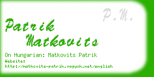 patrik matkovits business card